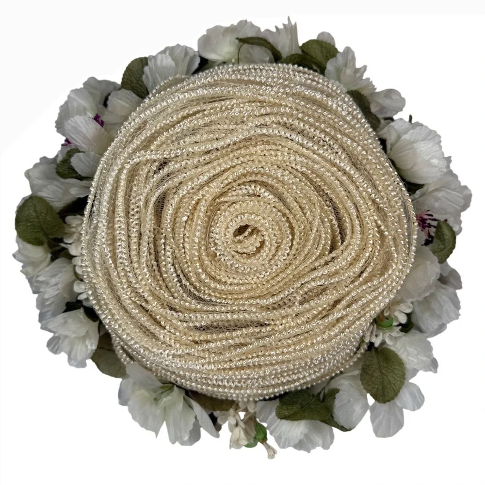 VINTAGE Schiaparelli Paris Floral Spring Hat Ivory Cream Flowers with Hat Box